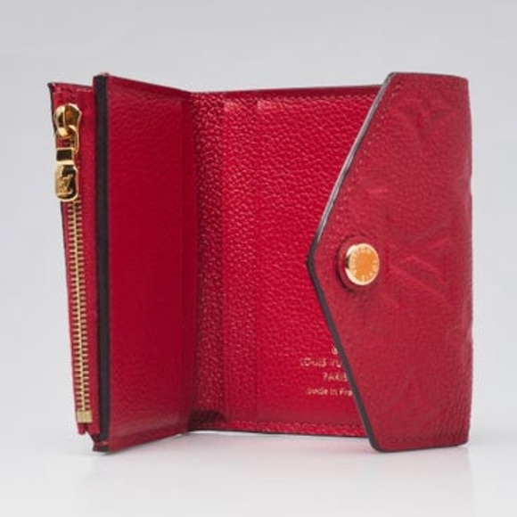 LOUIS VUITTON Scarlet Red Monogram Empreinte Leather Zoe Mini Trifold Wallet - Picture 6 of 10